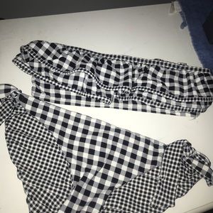 strapless checkered bikini